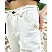 High Waist White Cargo Jeans