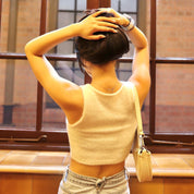 Solid Fluffy Crop Tank Top