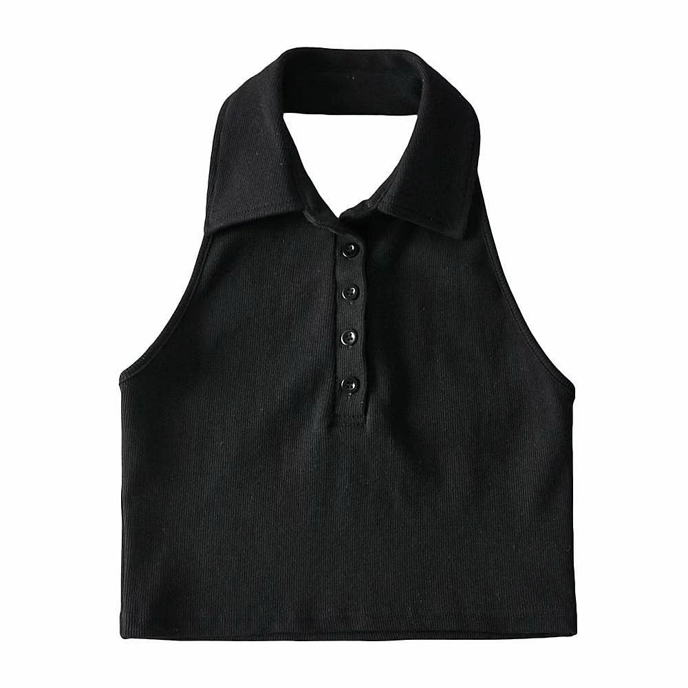 Amaya Vintage Polo Crop Top