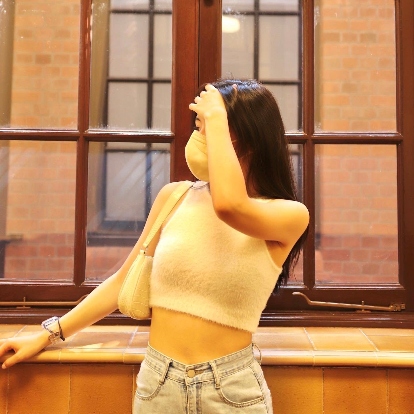 Solid Fluffy Crop Tank Top