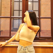 Solid Fluffy Crop Tank Top