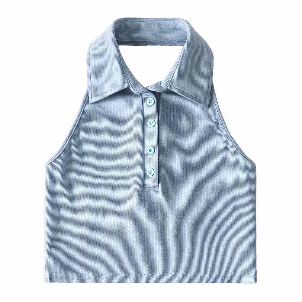Amaya Vintage Polo Crop Top