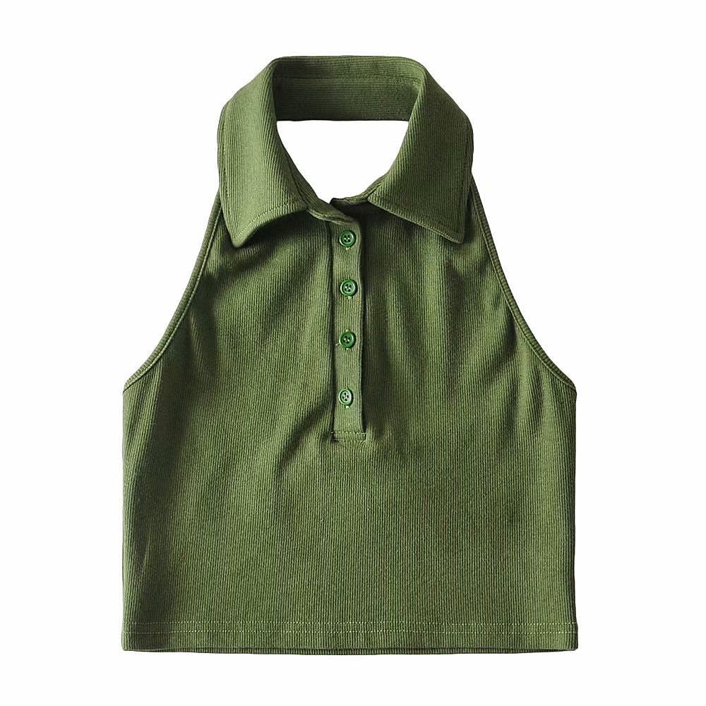 Amaya Vintage Polo Crop Top
