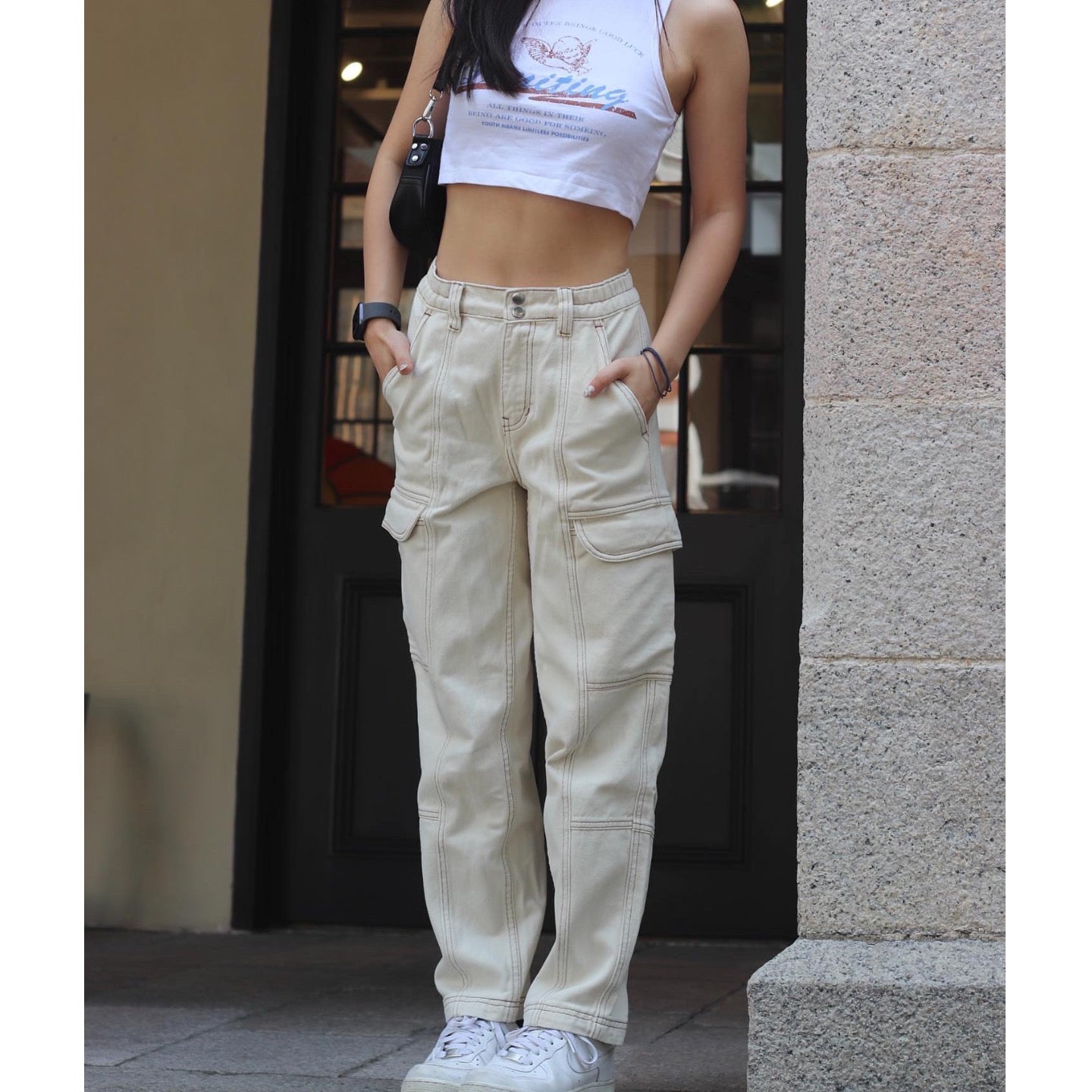 Ines High Waist Cargo Jeans