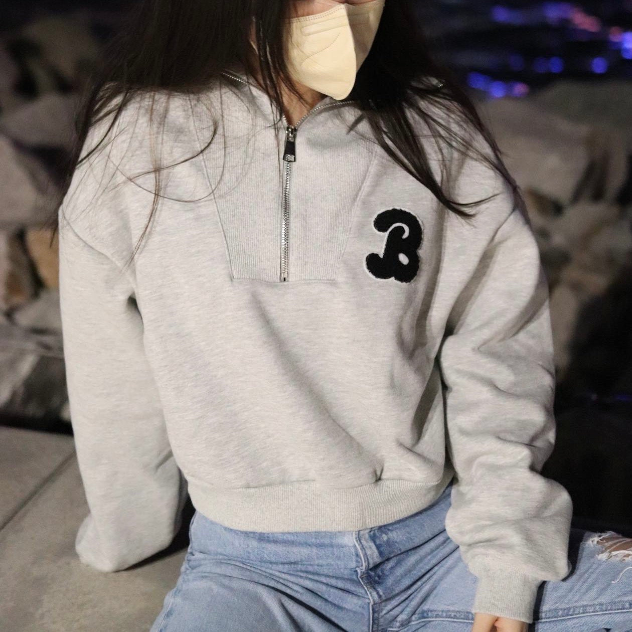 Letter B Half Zip Hoodie
