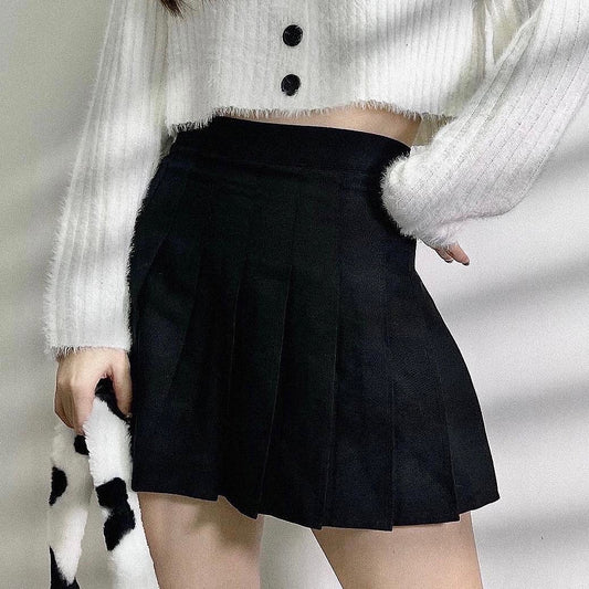 Solid Pleated Skirt