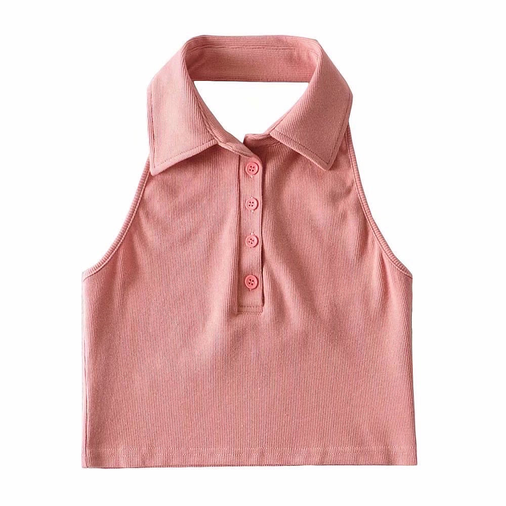 Amaya Vintage Polo Crop Top