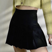Solid Pleated Skirt