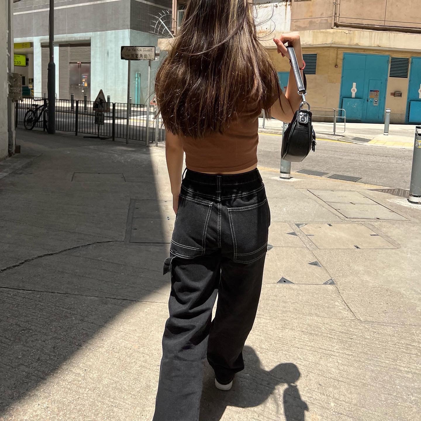 High Waist Black Cargo Jeans