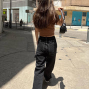 High Waist Black Cargo Jeans