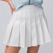 Solid Pleated Skirt