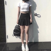 Solid Pleated Skirt