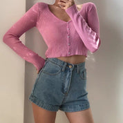 Romona Button Front V Neck Cardigan
