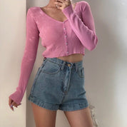 Romona Button Front V Neck Cardigan