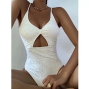 V Neck Hollow Out Swimsuit