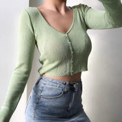 Romona Button Front V Neck Cardigan