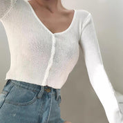 Romona Button Front V Neck Cardigan