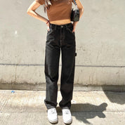 High Waist Black Cargo Jeans