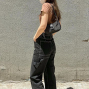 High Waist Black Cargo Jeans