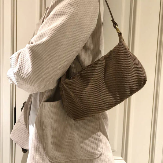 Corduroy Baguette Shoulder Bag