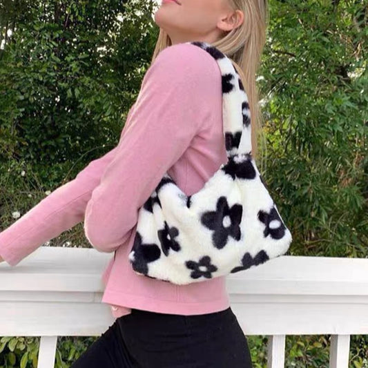 Flower Fluffy Shoulder Bag