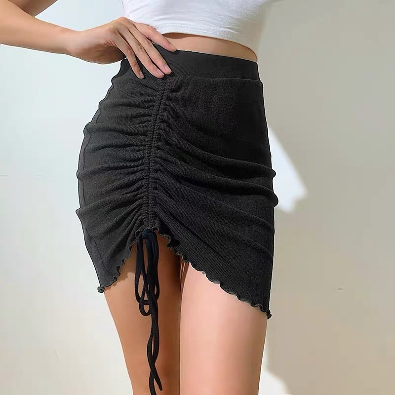 Ruffle Knit Drawstring Skirt
