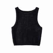 Solid Fluffy Crop Tank Top
