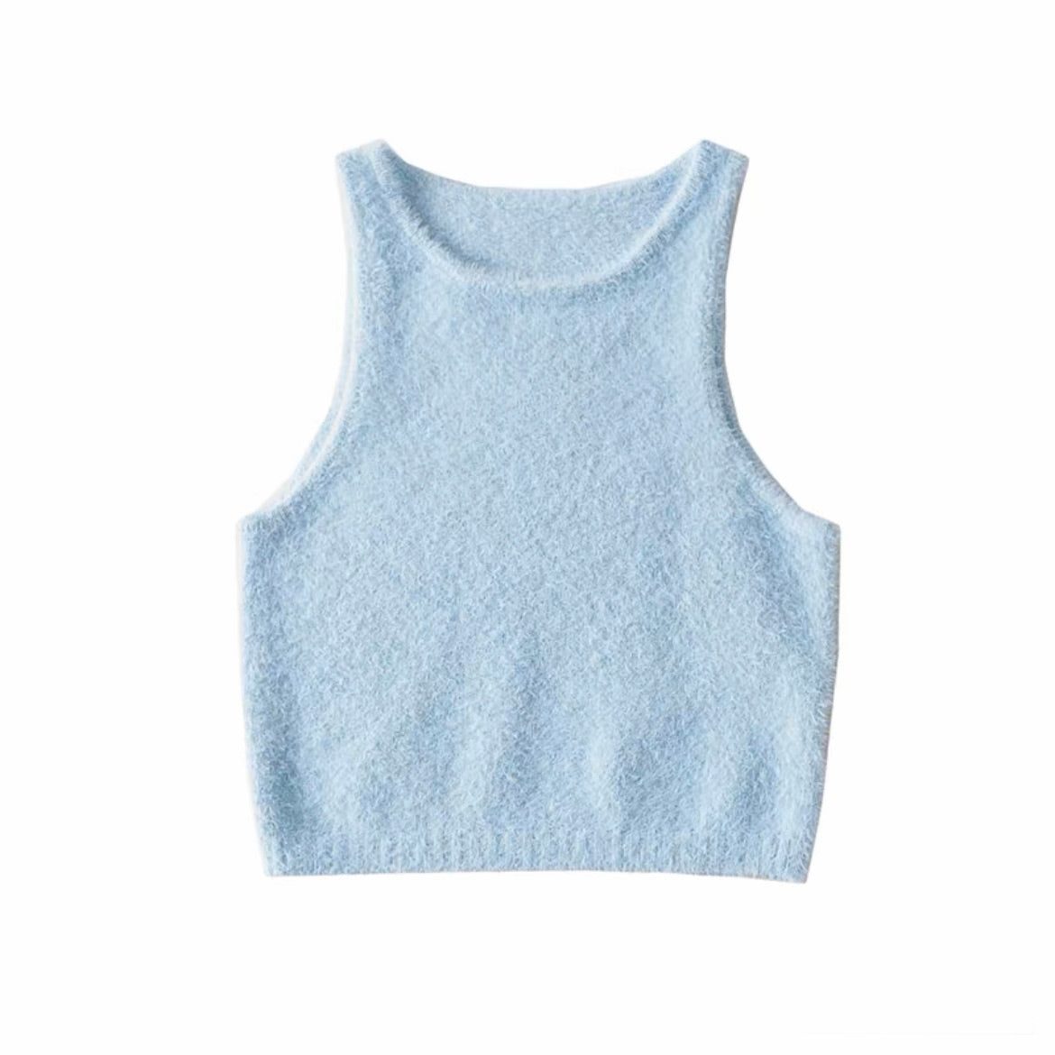 Solid Fluffy Crop Tank Top