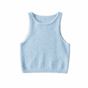 Solid Fluffy Crop Tank Top