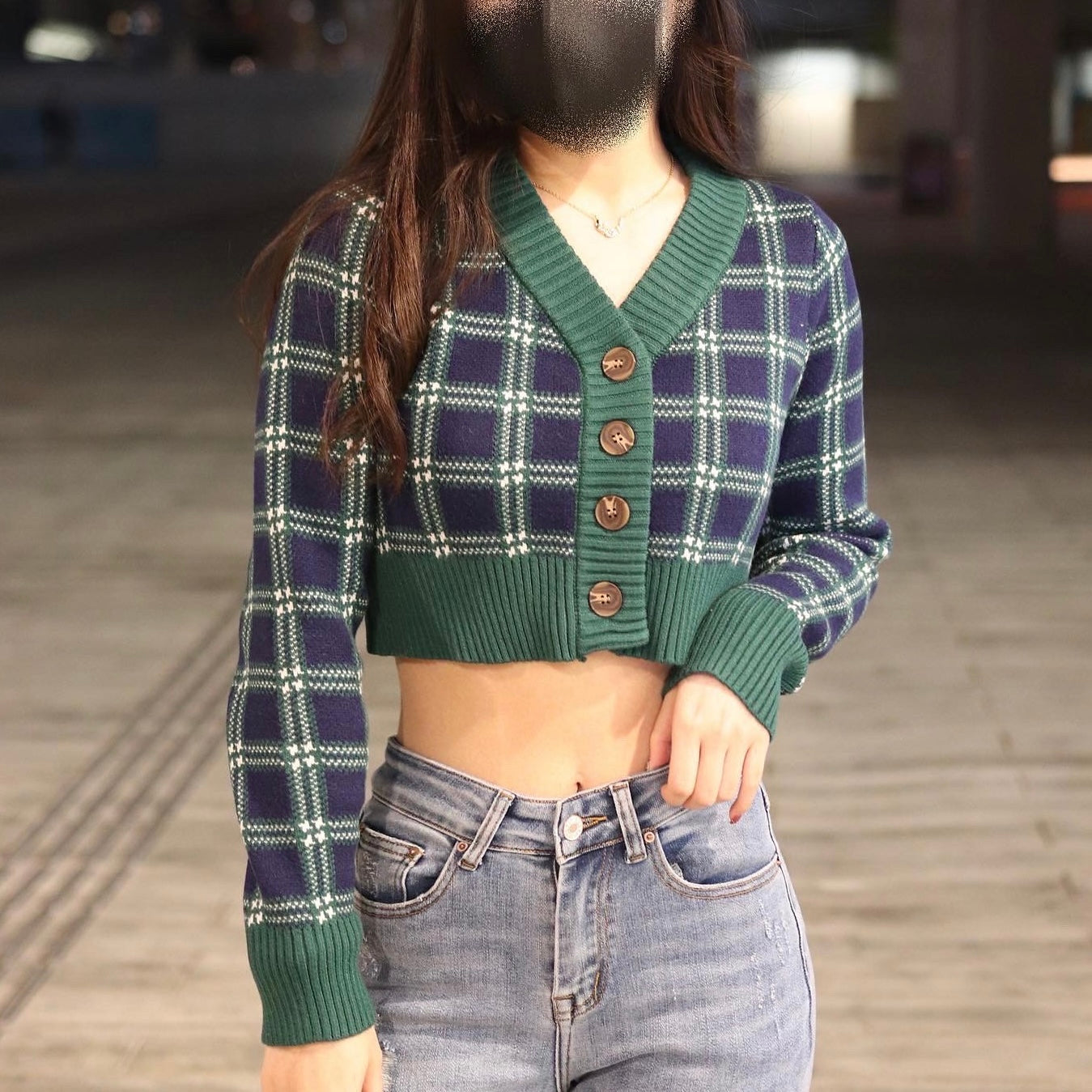 Bray Button Front Green Crop Cardigan