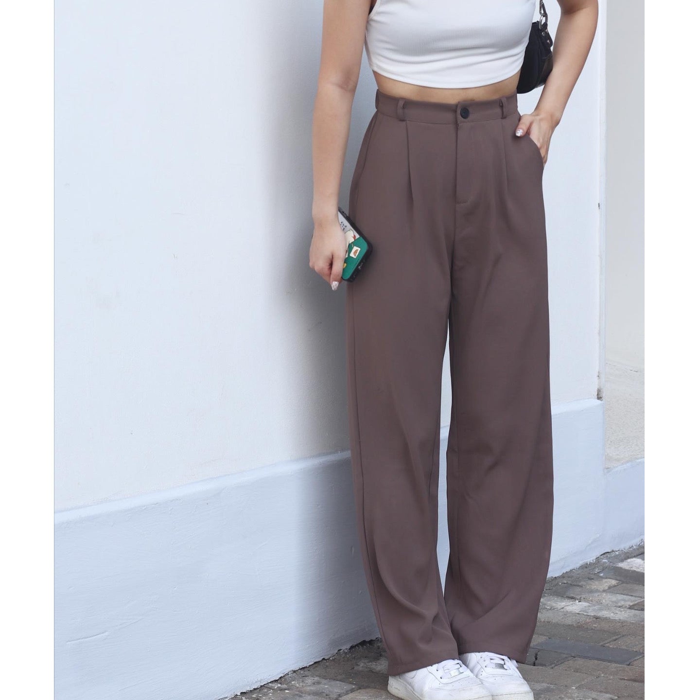 Solid High Waist Pants