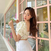 Kimora Puff Sleeve Floral Crop Top