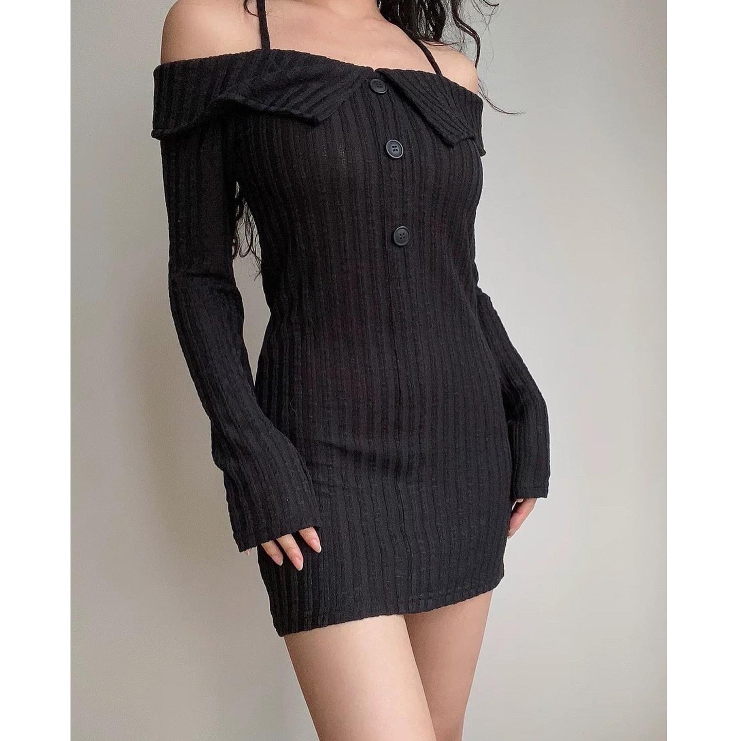 Aliz Off Shoulder Long Sleeve Dress
