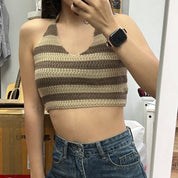 #T009 - Striped Knitted Halter Top