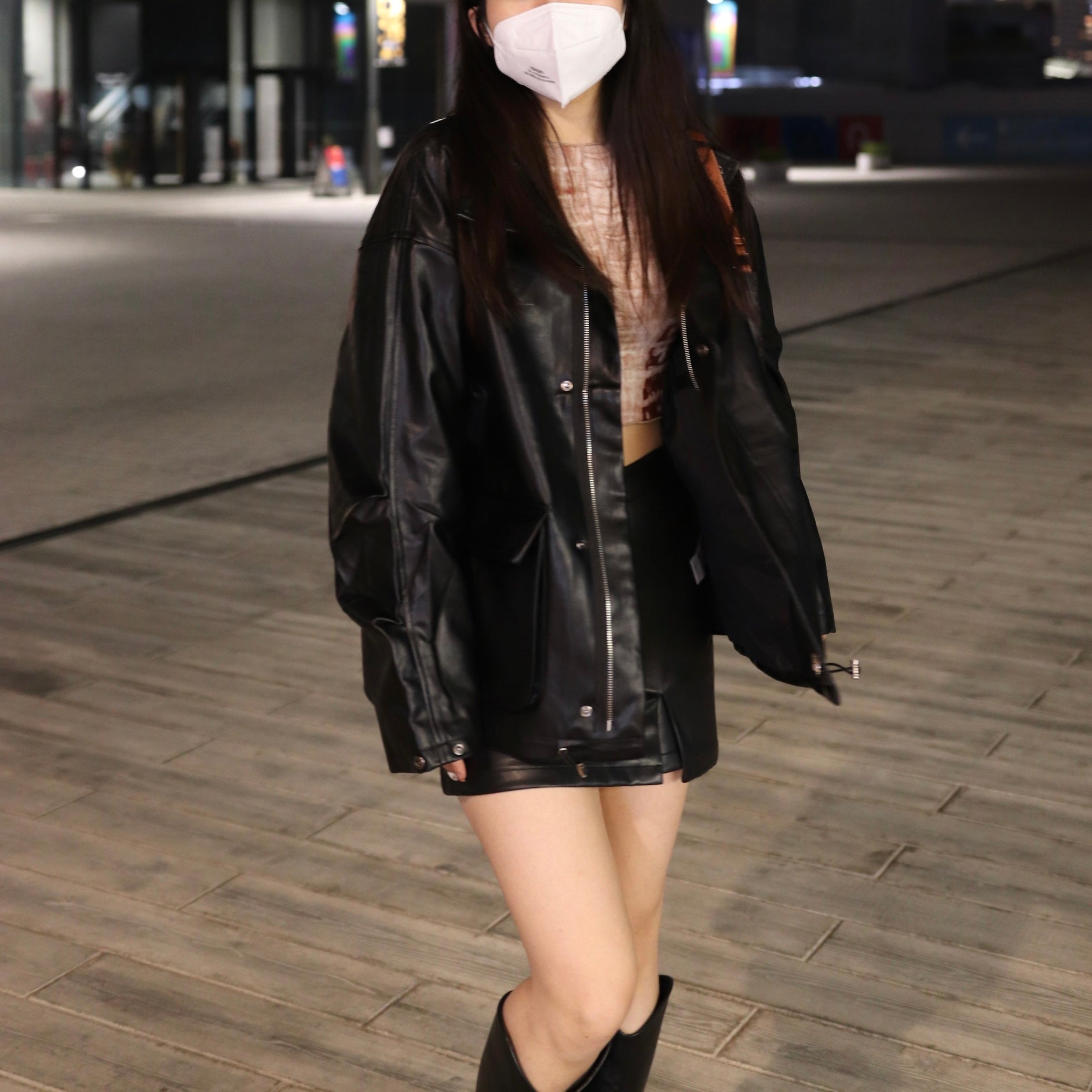 Oversized Pocket Leather Jacket