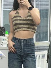 #T009 - Striped Knitted Halter Top