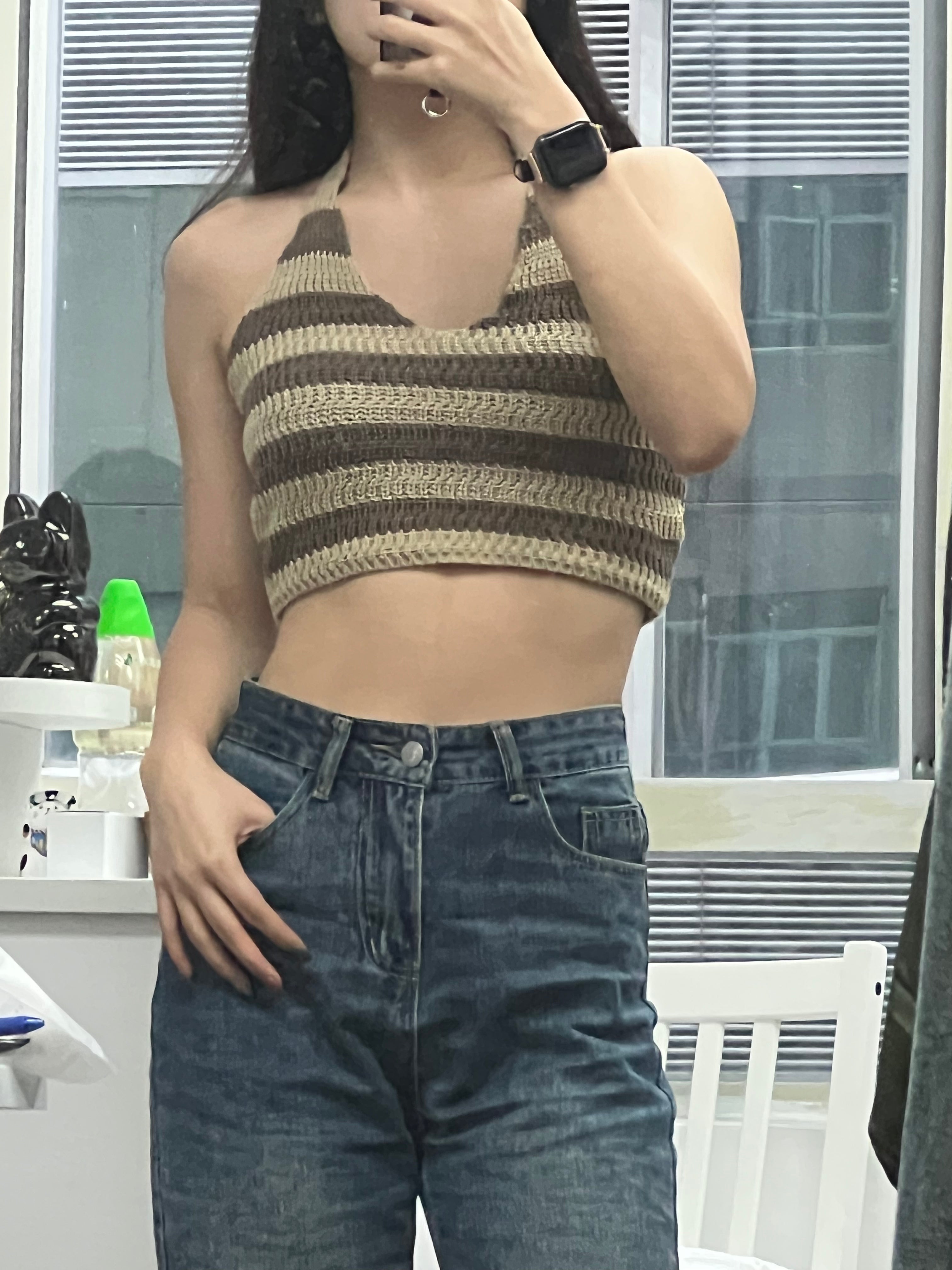 #T009 - Striped Knitted Halter Top