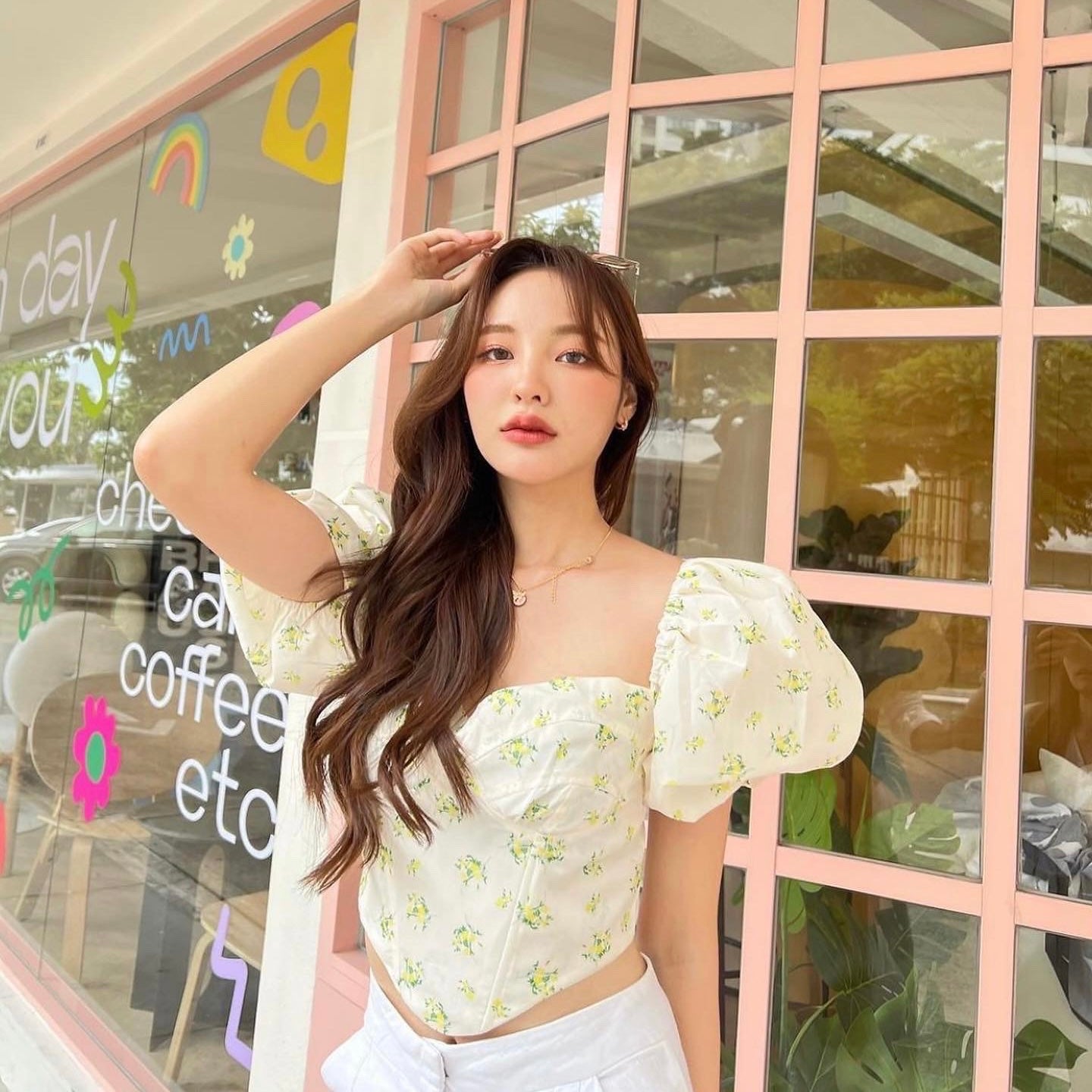 Kimora Puff Sleeve Floral Crop Top