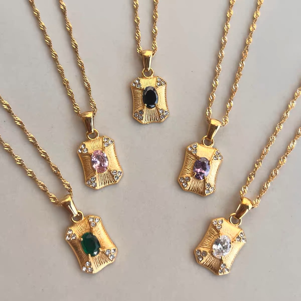 Squared Abigail Gem Necklace