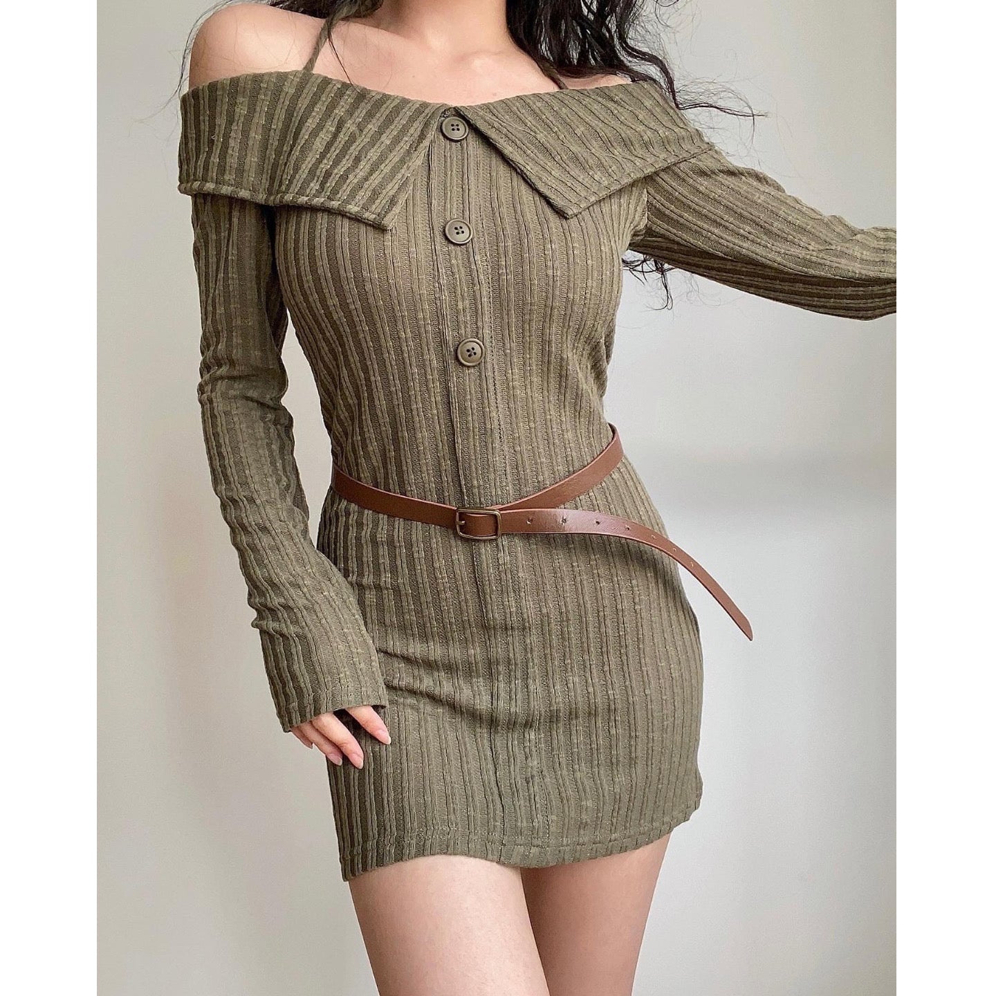 Aliz Off Shoulder Long Sleeve Dress