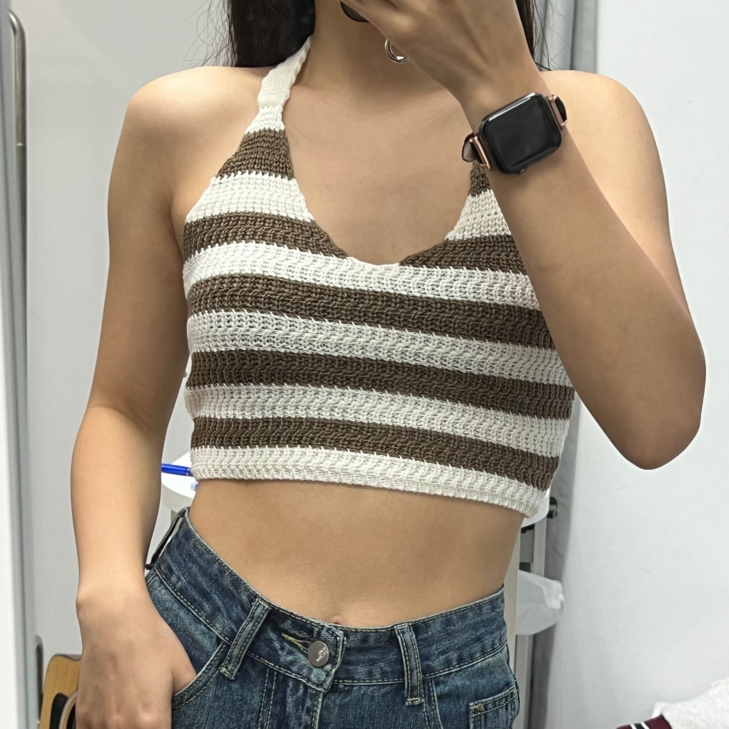 #T009 - Striped Knitted Halter Top
