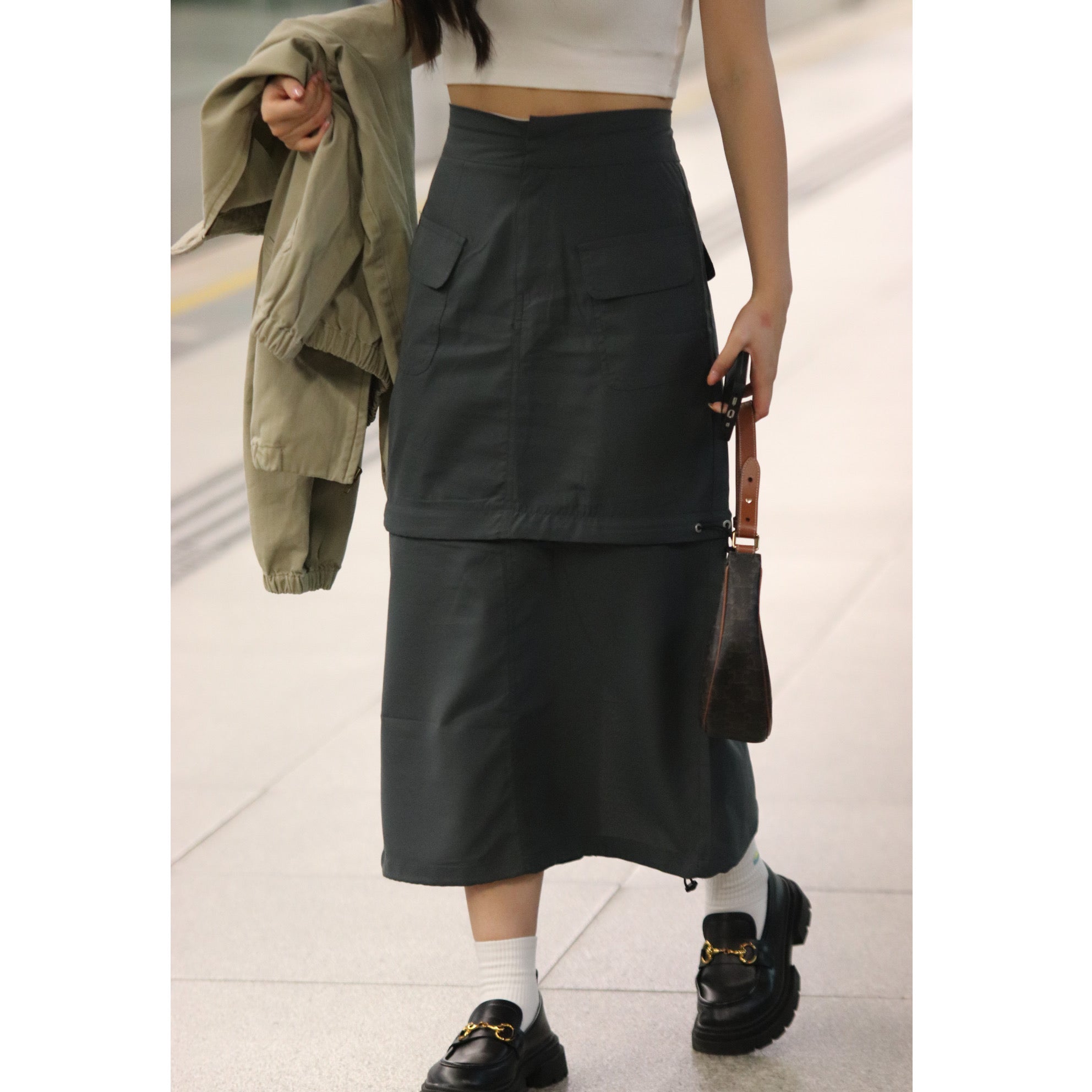 Jailene Solid Cargo Skirt