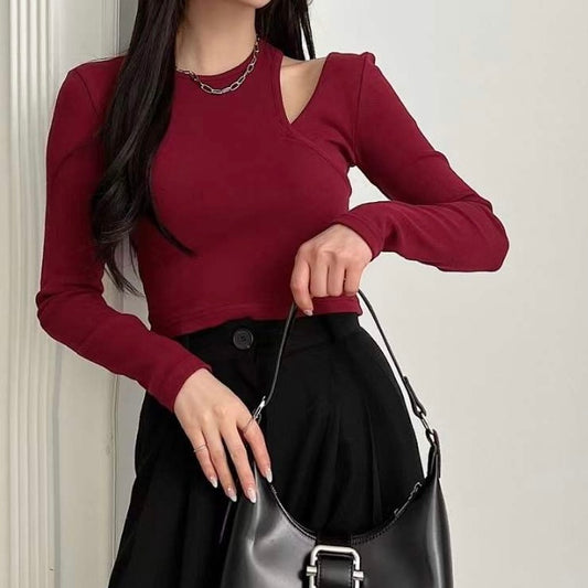 Freya Shoulder Cut Long Sleeve Crop Top