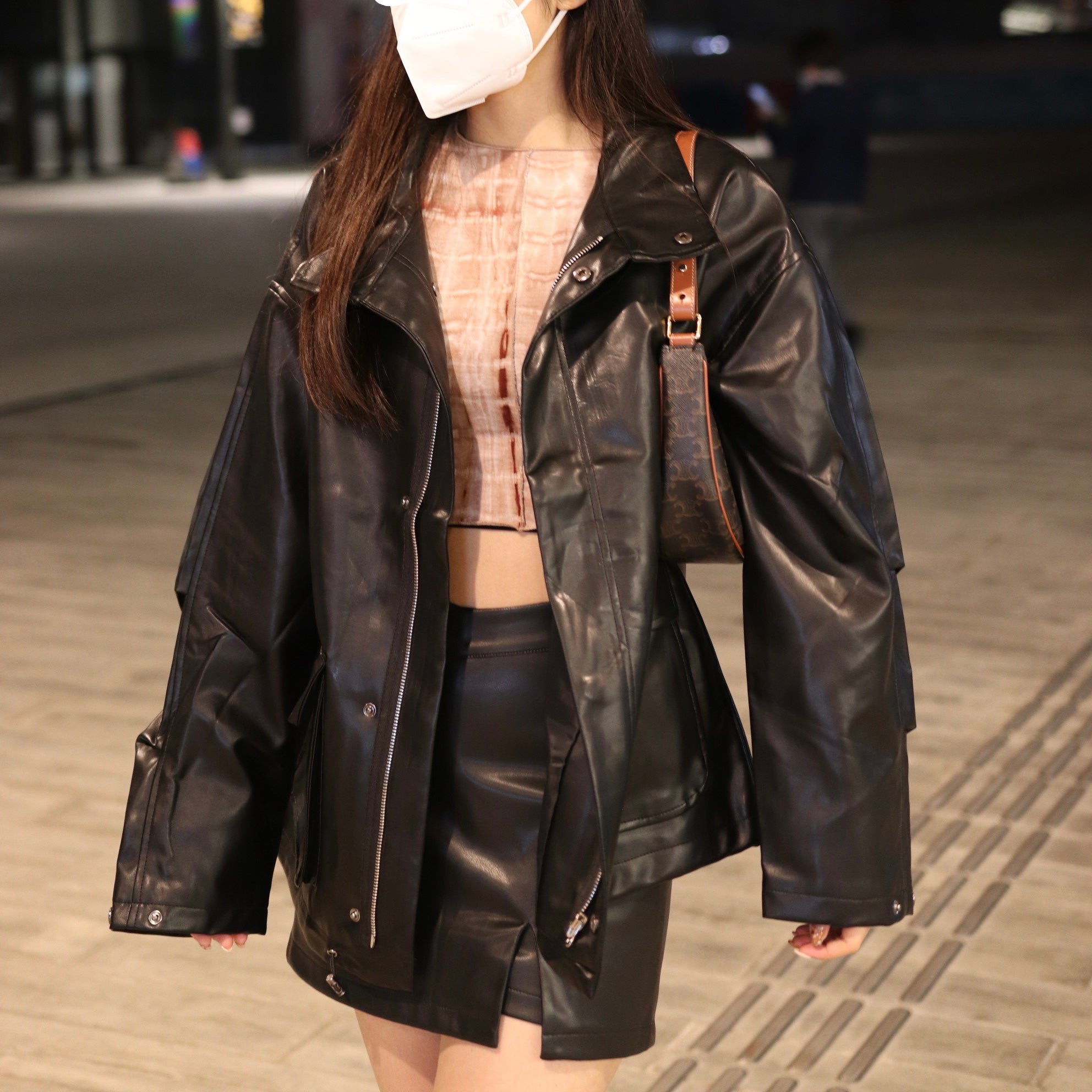 Oversized Pocket Leather Jacket