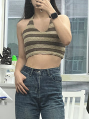 #T009 - Striped Knitted Halter Top