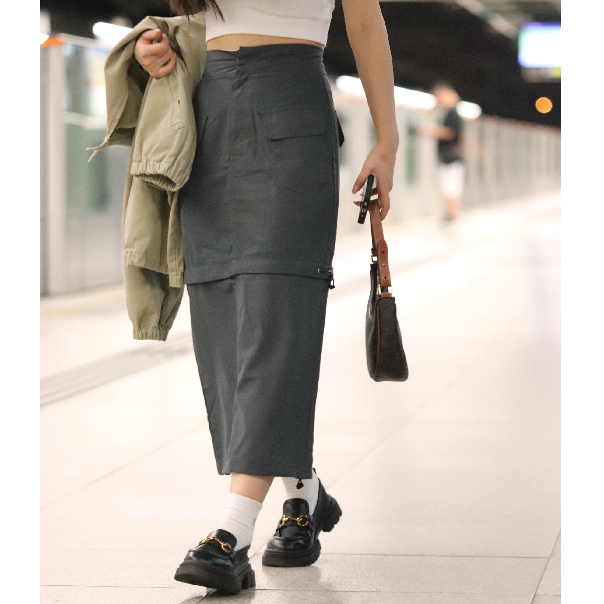 Jailene Solid Cargo Skirt