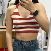 #T009 - Striped Knitted Halter Top