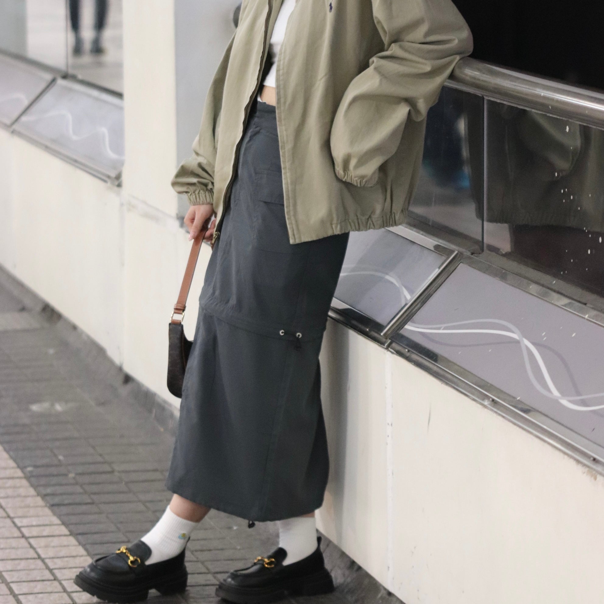 Jailene Solid Cargo Skirt