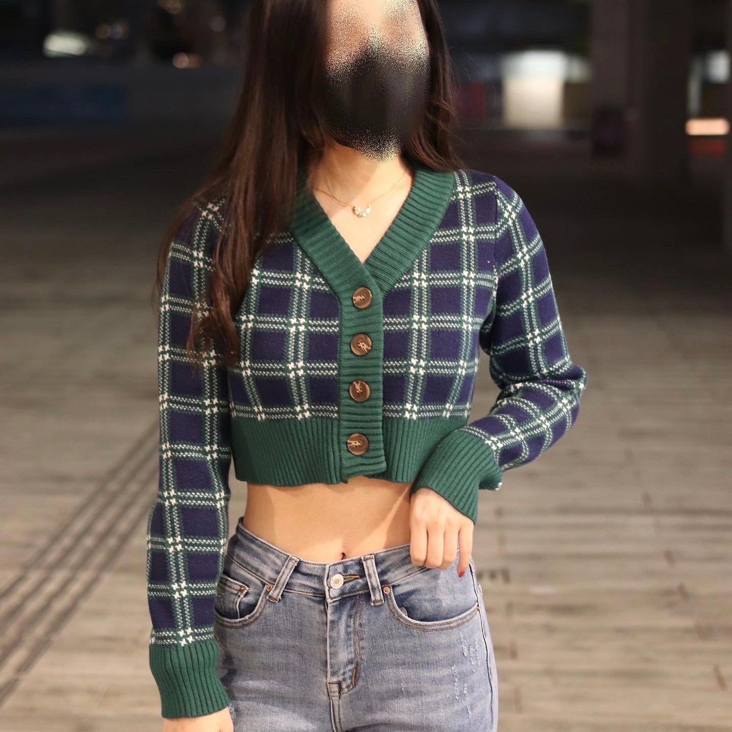 Bray Button Front Green Crop Cardigan