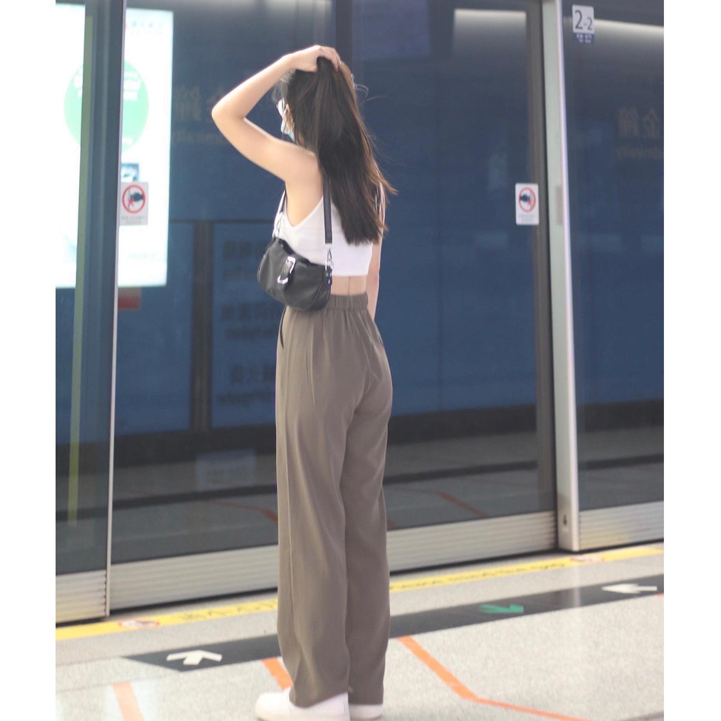 Solid High Waist Pants
